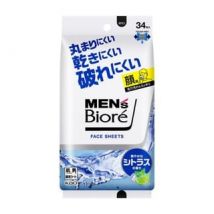 Kao - Men's Biore Face Sheet Refreshing Citrus - 34 pcs