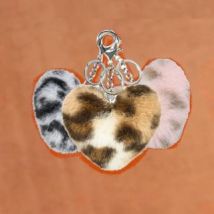 cheeryep - Dodonami Fuffly Heart Keychain - 3 Type #Milk Coffee Leopard - 1 pc