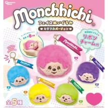 Peanuts Club - Porte-clés pour sac en peluche visage Monchhichi (version colorée) (Gachapon)(5 Types)