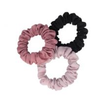 Set Of 3: Satin Scrunchie Set Of 3: Black & Light Pink & Pale Pink