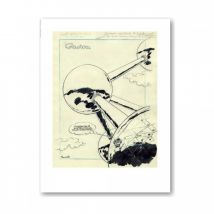 Estampe Franquin – Étude de couverture "Gaston sur l’Atomium" - Brüsel - 9ème Store