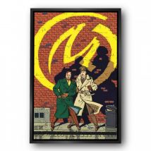 Tableau Blake et Mortimer - La marque jaune - 50 x 70 cm - Caisse américaine noire - L'Art de la BD - 9ème Store