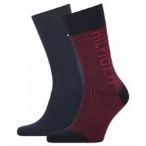 Skarpety 2 pary Men Seasonal Sock 2P Rib Navy Red 701210535 002 043 (TH317-a) Tommy Hilfiger