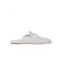 Textured cut-out leather mules