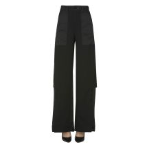 Pantaloni in crepè con inserti in satin