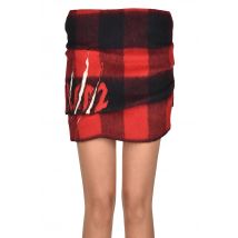 Checked print cloth mini skirt