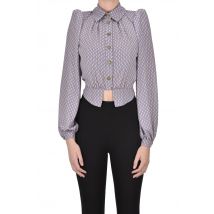 Cropped designer logo print shirt