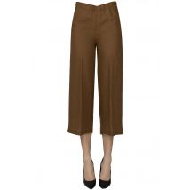 Pantaloni cropped in lino