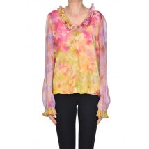 Flower print crepè shirt