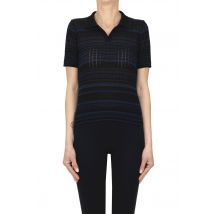 Striped knit polo shirt