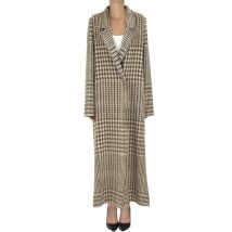 Maxi houndsthooth print alpaca-blend coat