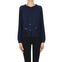 Cardigan con orlo in pizzo