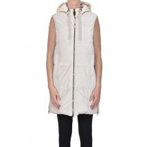 Corduroy inserts sleeveless down jacket