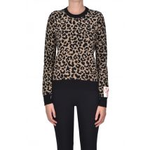 Animal print jacquard knit pullover