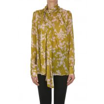 Flower print silk blouse