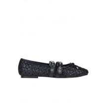 Woven raffia ballerinas