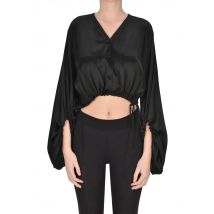 Camicia cropped in satin