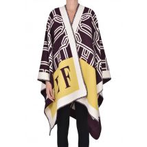 Mantella in lana jacquard con lettering