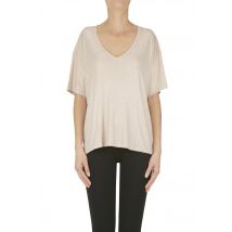 T-shirt metallizzata a costine