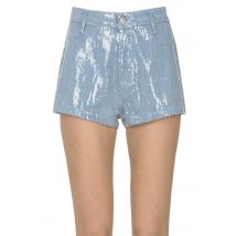 Shorts in denim con paillettes