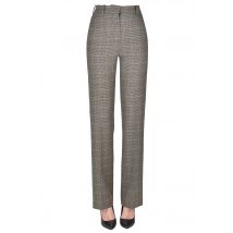 Pantaloni in lana stampa micro pied de poule