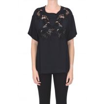 Blusa in crepè con pizzo