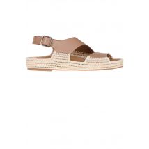 Leather and raffia sandals