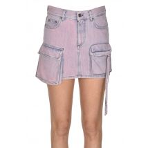 Cargo style denim mini skirt