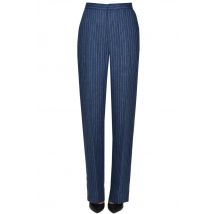 Pantaloni gessati in lino