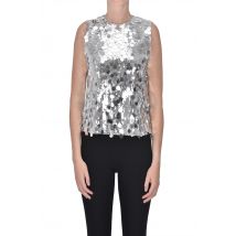 Top in tulle con paillettes