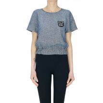 Top in tessuto effetto denim