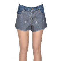 Studded denim shorts