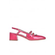 Patent leather slingack pumps
