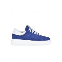 Denim effect suede sneakers