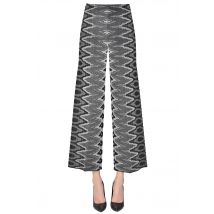 Pantaloni in maglia lamè stampata