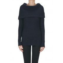 Maxi collar ribbed knit pullover