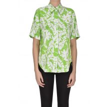 Flower print satin shirt