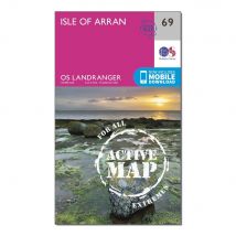 Ordnance Survey Landranger Active 69 Isle Of Arran Map With Digital Version - Pink, Pink
