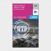 Ordnance Survey Landranger Active 88 Newcastle Upon Tyne, Durham & Sunderland Map With Digital Version - Pink, Pink