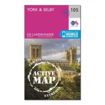 Ordnance Survey Landranger Active 105 York & Selby Map With Digital Version - Pink, Pink