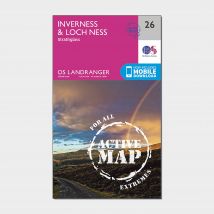 Ordnance Survey Landranger Active 26 Inverness & Loch Ness, Strathglass Map With Digital Version - Pink, Pink