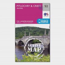 Ordnance Survey Landranger Active 52 Pitlochry & Crieff Map With Digital Version - Pink, Pink