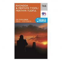 Ordnance Survey Explorer 166 Rhondda & Merthyr Tydfil Map With Digital Version - Orange, Orange
