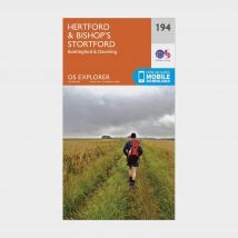 Ordnance Survey Explorer 194 Hertford & Bishop's Stortford Map With Digital Version - Orange, Orange