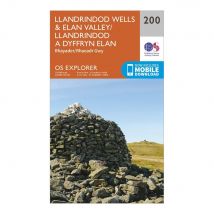 Ordnance Survey Explorer 200 Llandrindod Wells & Elan Valley & Rhayader Map With Digital Version - Orange, Orange