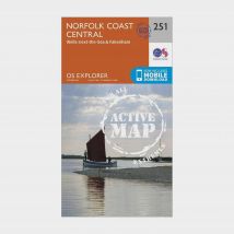 Ordnance Survey Explorer Active 251 Norfolk Coast Central Map With Digital Version - Orange, Orange