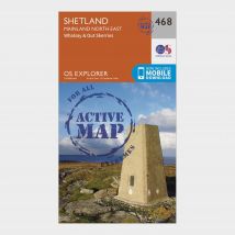 Ordnance Survey Explorer Active 468 Shetland - Mainland North East Map With Digital Version - Orange, Orange