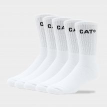 Cat Premium Work Socks Pack Of 5 - White, White