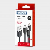 Status Usb-A To Multi Lead Pvc Cable 1M - Black, Black