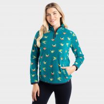 Weird Fish Women's Reena 1/4 Zip Printed Microfleece, Green